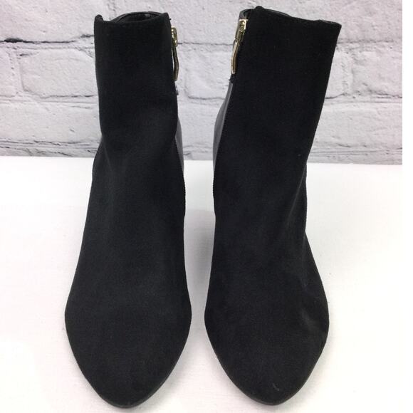 Liz Claiborne Vegan Leather Memory Foam Wedge Gold Tone Buckle Ankle Bootie 7M - Picture 2 of 13